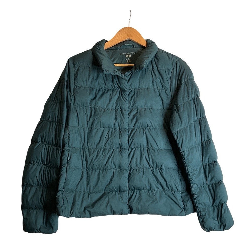 UNIQLO Ultra Light Down Jacket Full Zip Packable Puffer Mock Neck Green L